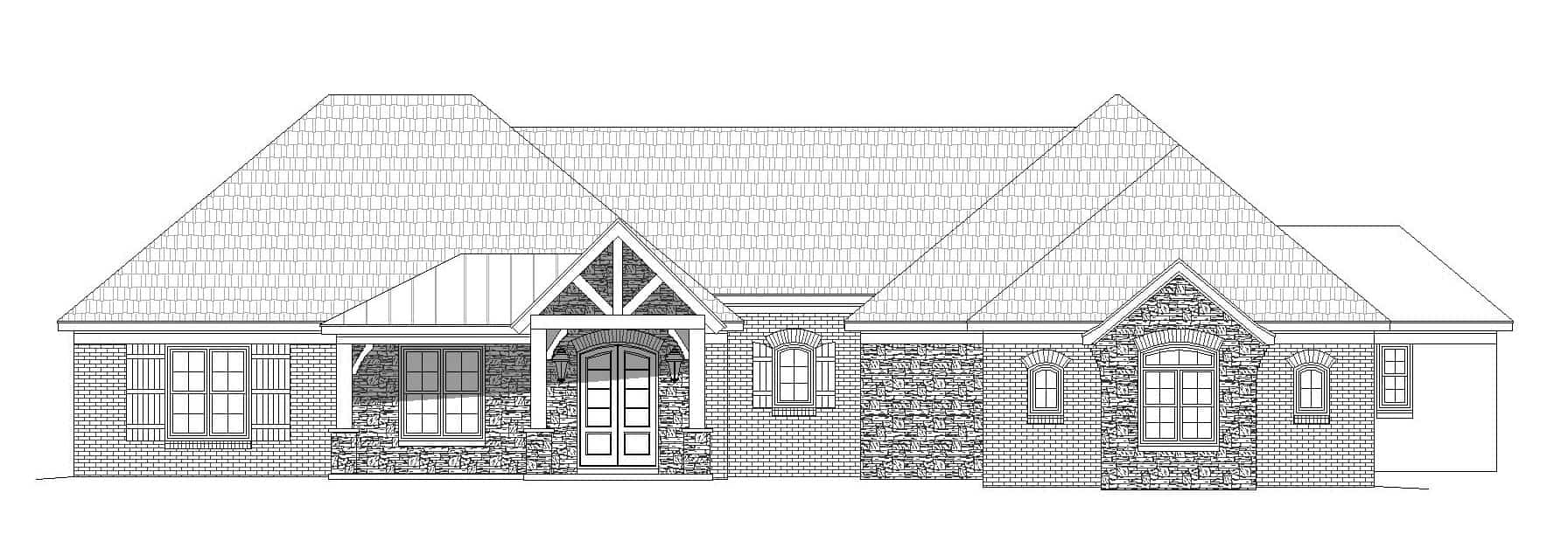 Home Plan Front Elevation of this 3-Bedroom,2709 Sq Ft Plan -196-1287