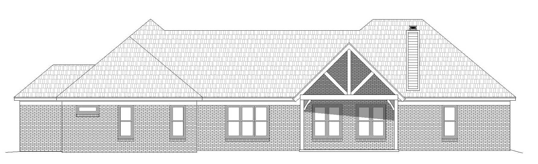 Home Plan Rear Elevation of this 3-Bedroom,2709 Sq Ft Plan -196-1287