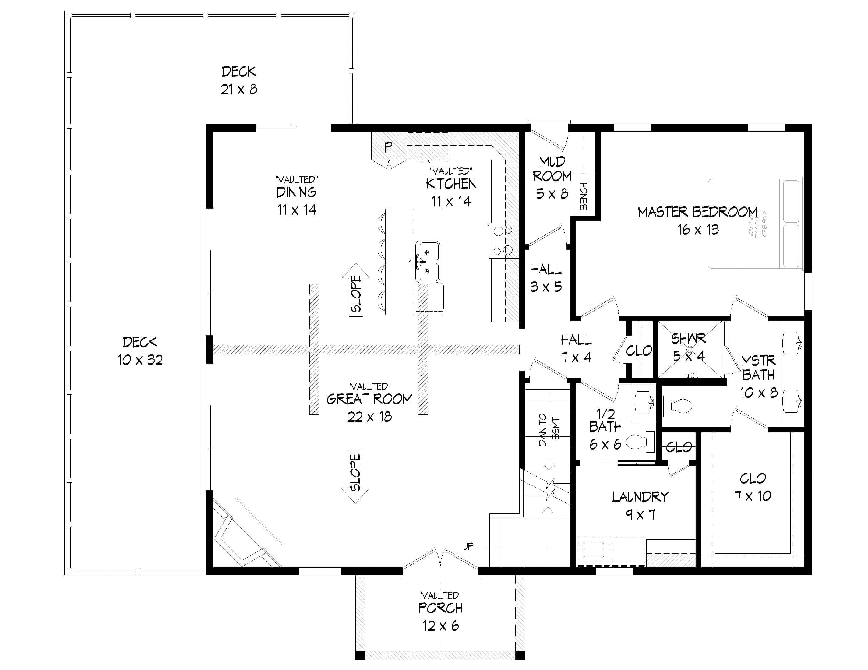 Floor Plan First Story of Cabin Plan #196-1289