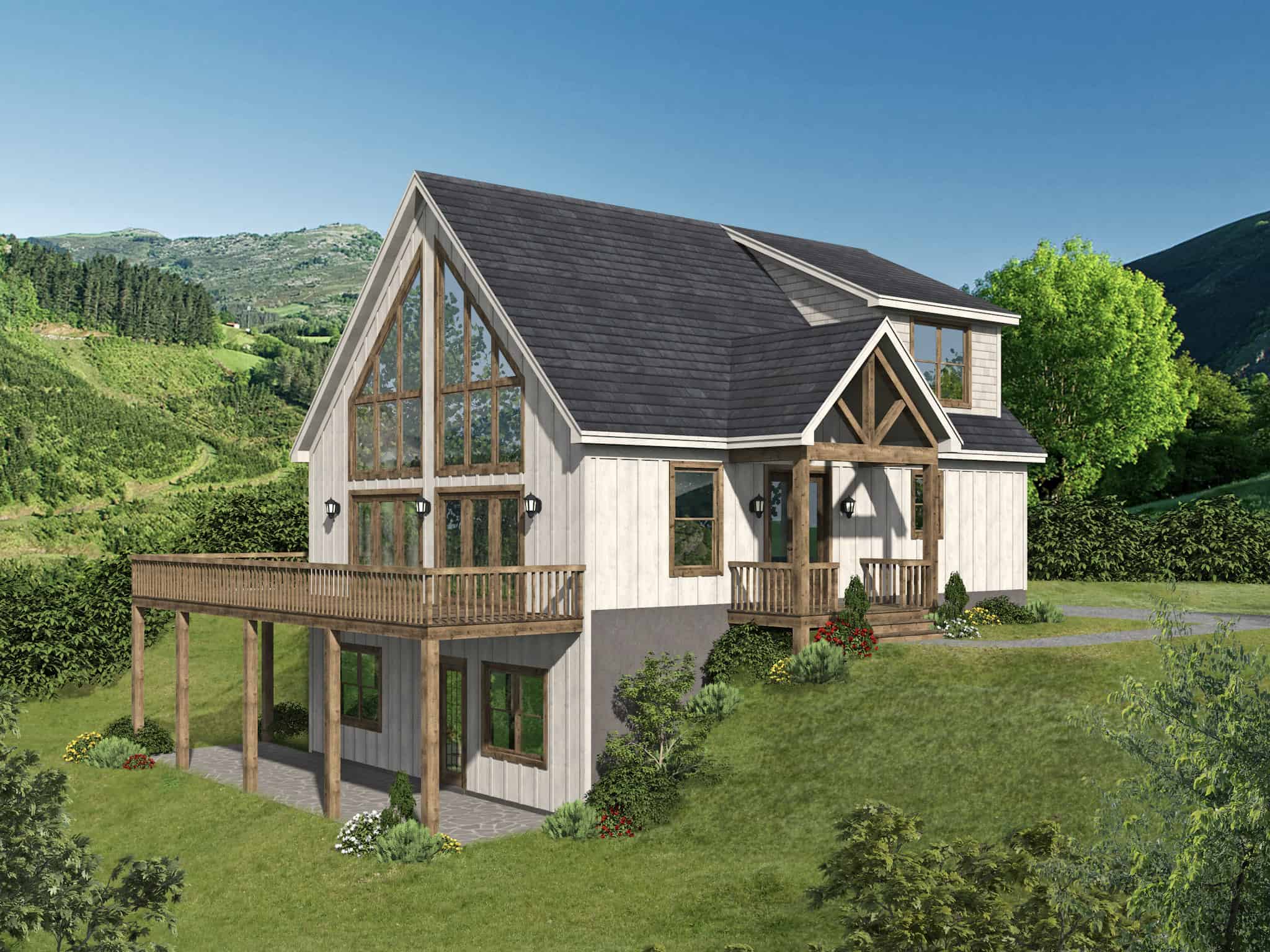 Front elevation of country home (ThePlanCollection: House Plan #196-1289)