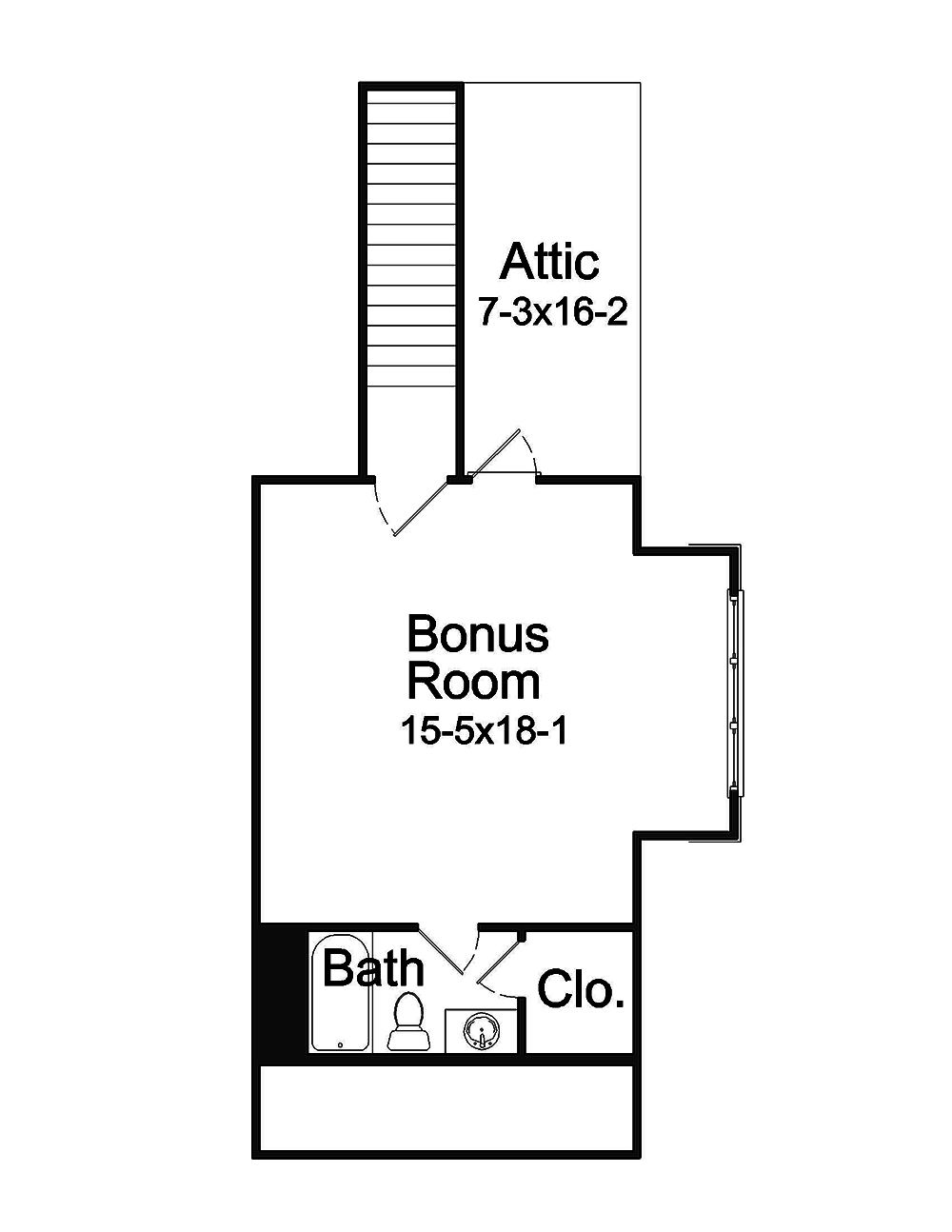 Floor Plan Bonus Room of Acadian Plan #197-1003