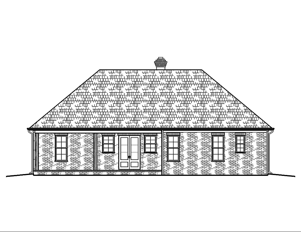 Home Plan Rear Elevation of this 3-Bedroom,1672 Sq Ft Plan -197-1004