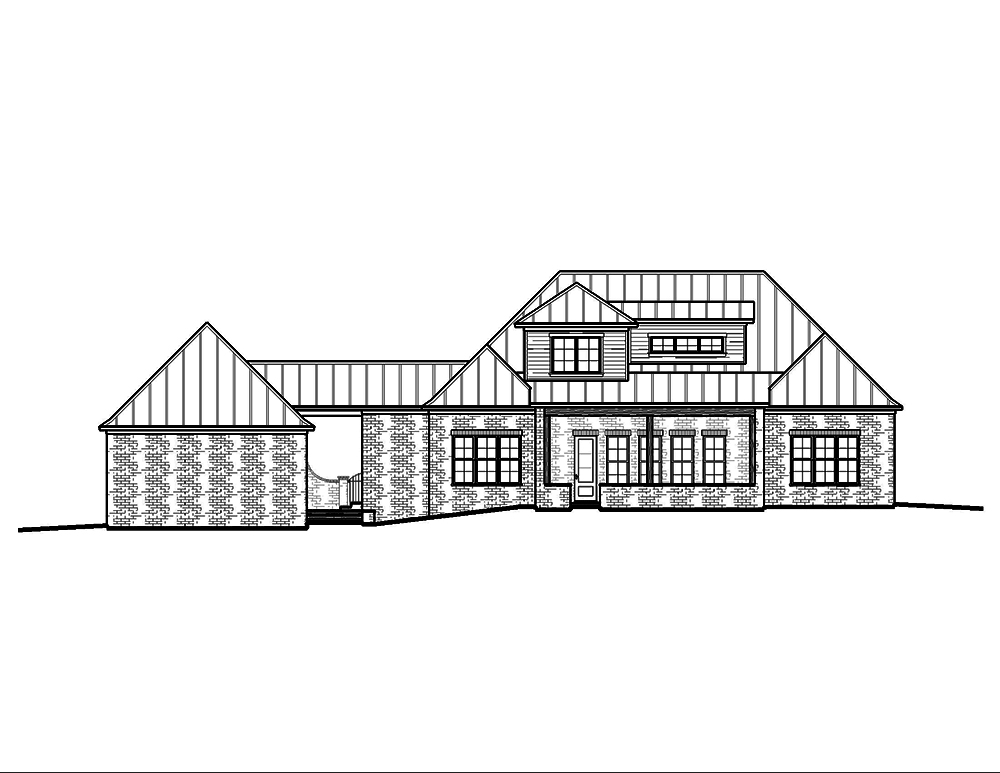 Home Plan Rear Elevation of this 5-Bedroom,3616 Sq Ft Plan -197-1009
