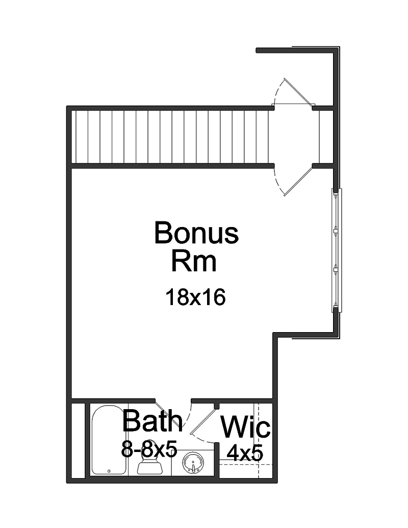 Floor Plan Bonus Room of French Plan #197-1010