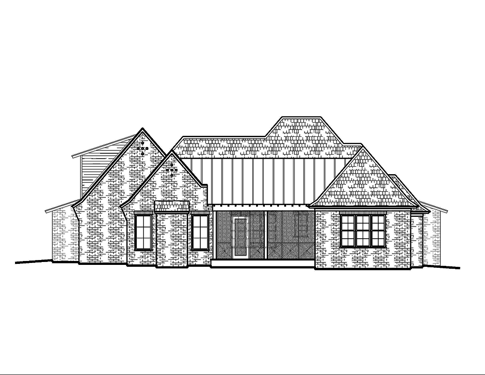 Home Plan Rear Elevation of this 4-Bedroom,2651 Sq Ft Plan -197-1010