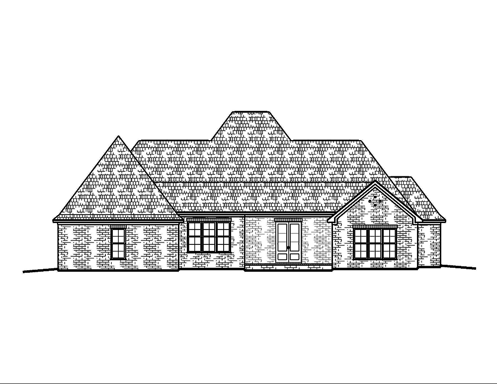 Home Plan Rear Elevation of this 4-Bedroom,2593 Sq Ft Plan -197-1011