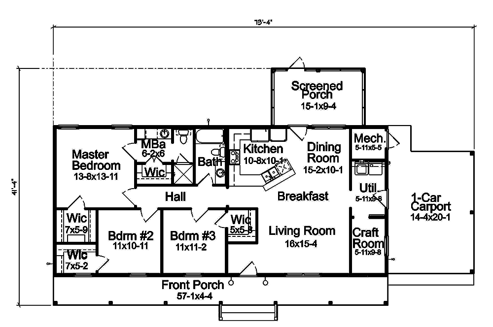 Floor Plan First Story of Craftsman Plan #197-1014