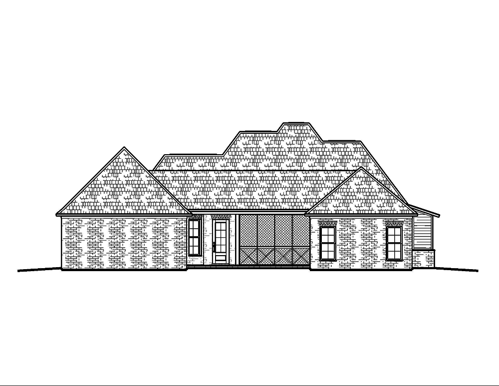 Home Plan Rear Elevation of this 4-Bedroom,2460 Sq Ft Plan -197-1018