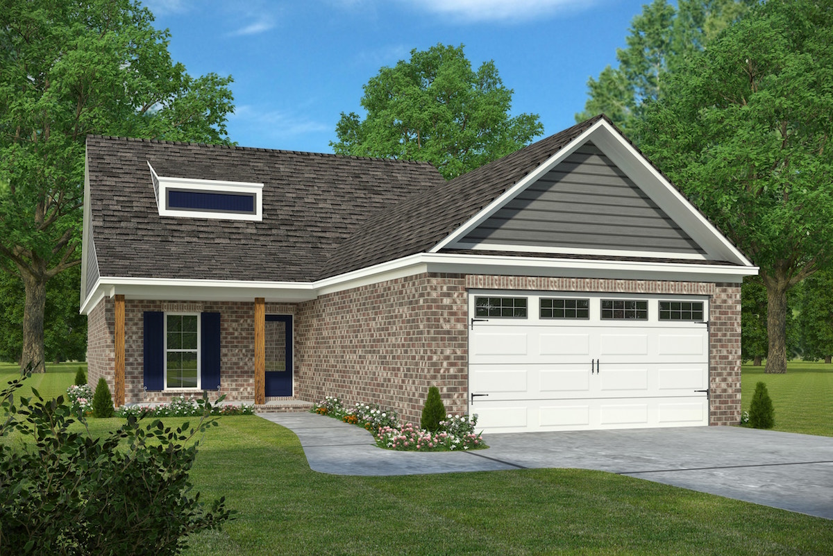 Color rendering of Country home plan (ThePlanCollection: House Plan #197-1021)