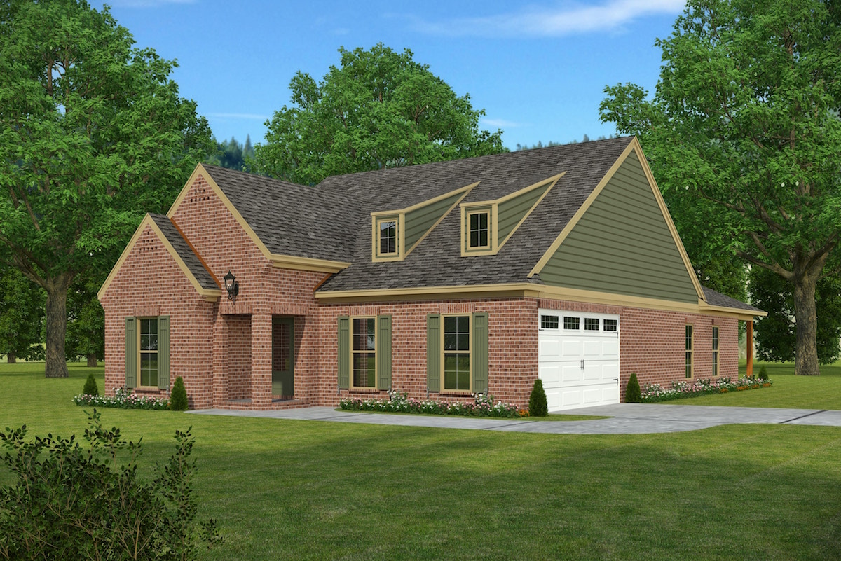 Color rendering of Country home plan (ThePlanCollection: House Plan #197-1022)