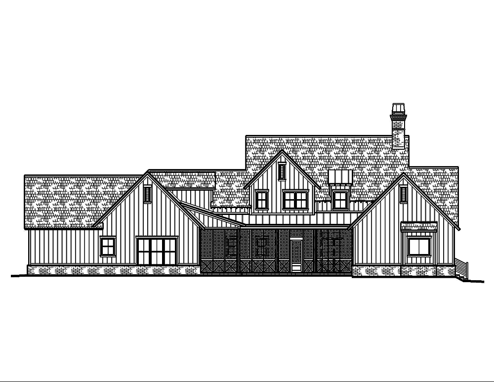 Home Plan Rear Elevation of this 5-Bedroom,3775 Sq Ft Plan -197-1023
