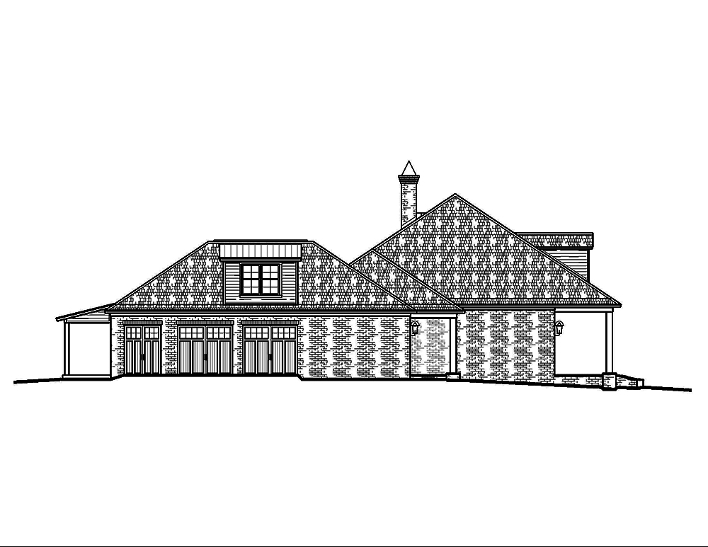 Home Plan Left Elevation of this 3-Bedroom,2964 Sq Ft Plan -197-1024