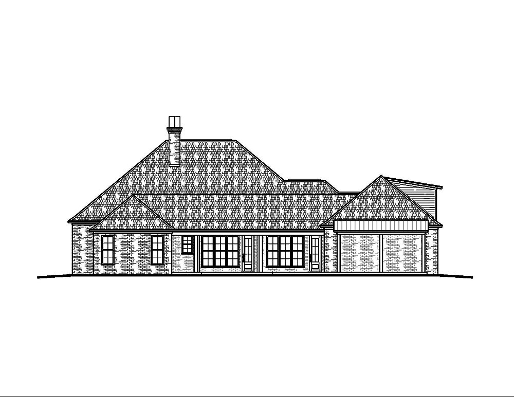 Home Plan Rear Elevation of this 3-Bedroom,2964 Sq Ft Plan -197-1024