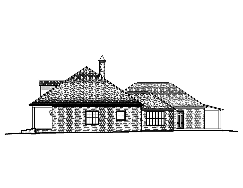 Home Plan Right Elevation of this 3-Bedroom,2964 Sq Ft Plan -197-1024