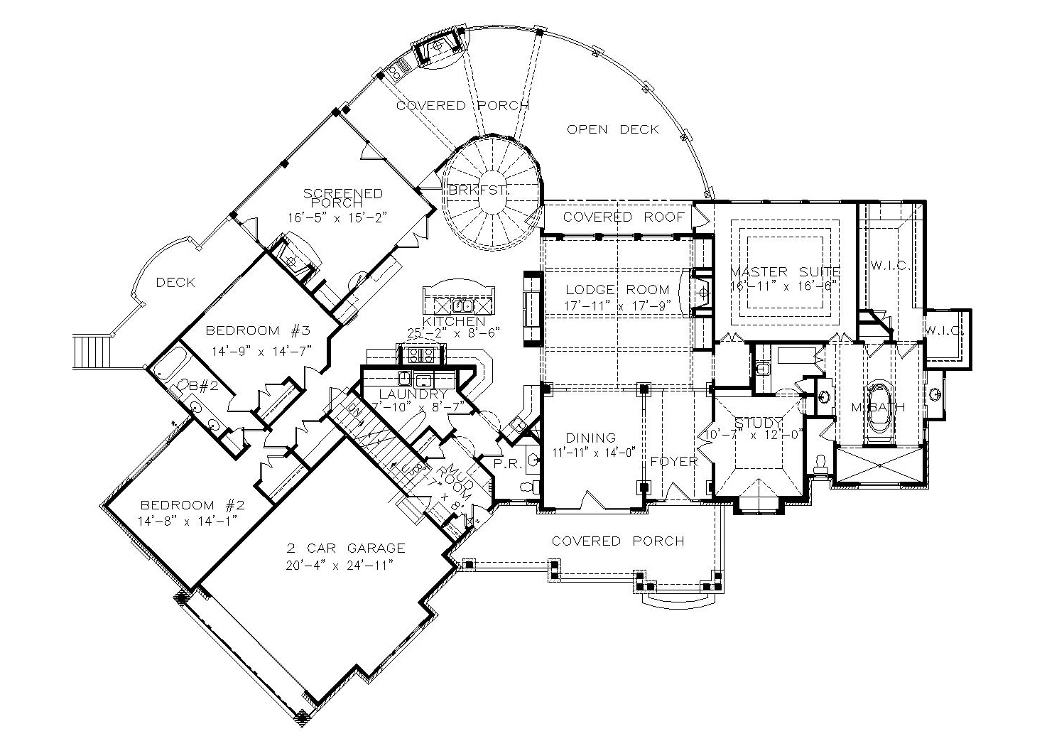 Floor Plan First Story of Ranch Plan #198-1001