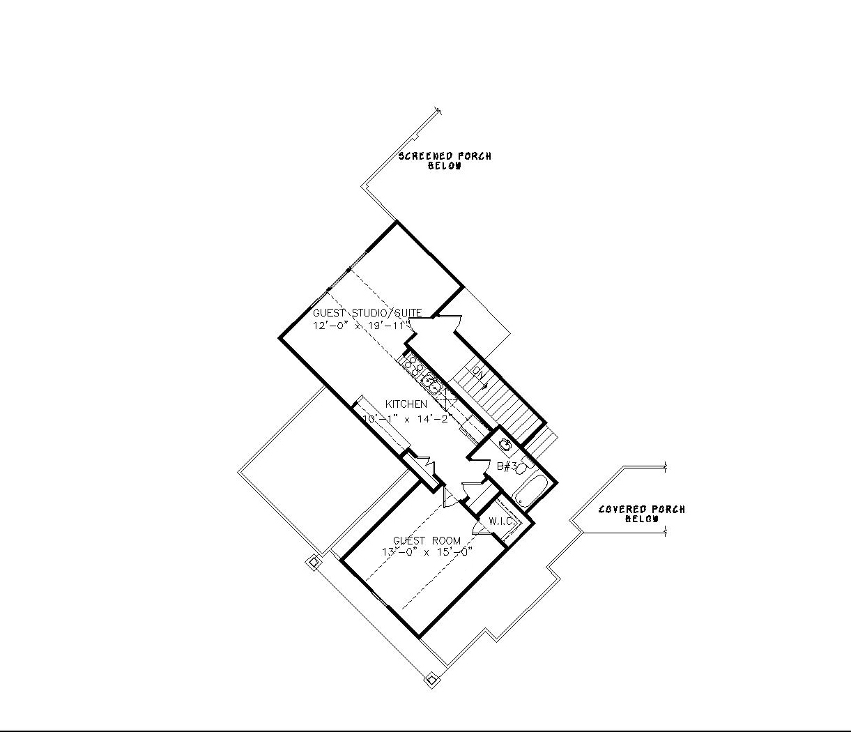 Floor Plan Second Story of Ranch Plan #198-1001