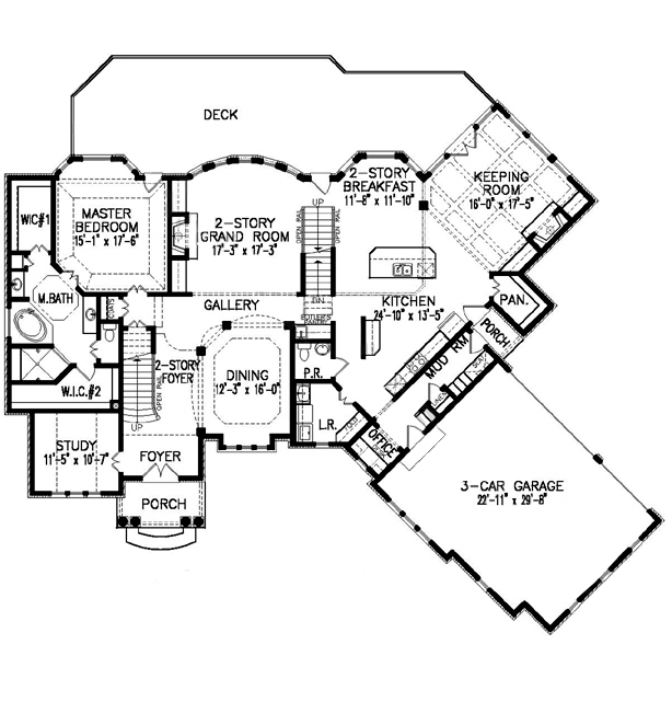 Floor Plan First Story of European Plan #198-1002
