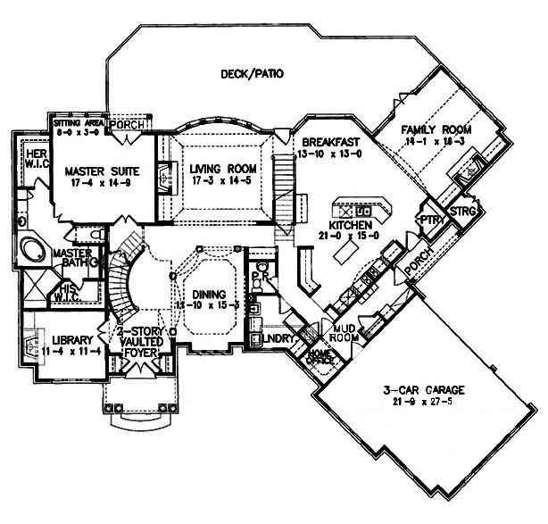 Floor Plan First Story of European Plan #198-1003