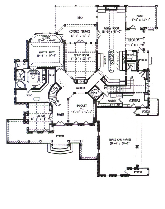 Floor Plan First Story of Colonial Plan #198-1004