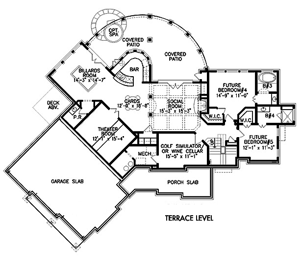 Floor Plan Basement of Arts and Crafts Plan #198-1006