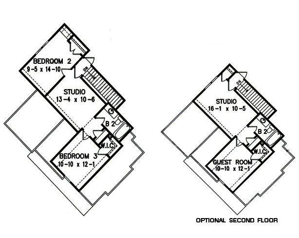 Floor Plan Second Story of Arts and Crafts Plan #198-1006