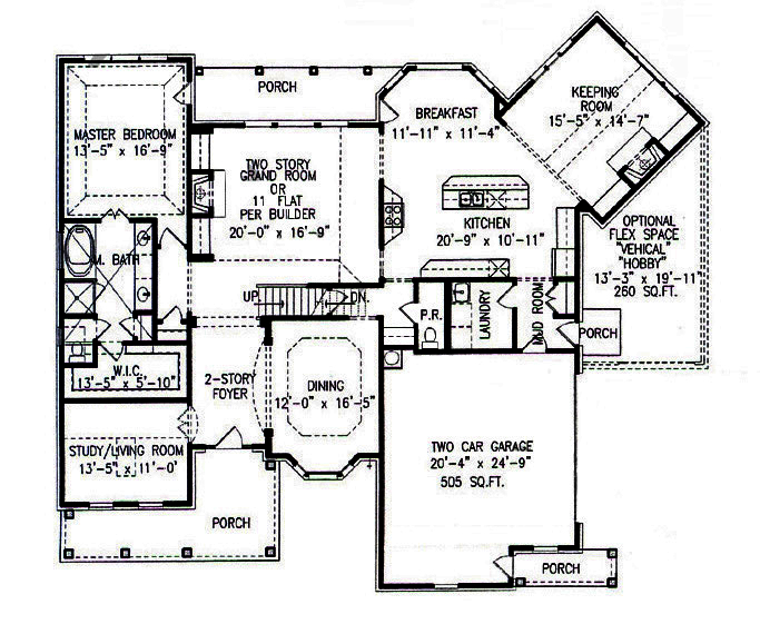 Floor Plan First Story of Traditional Plan #198-1007