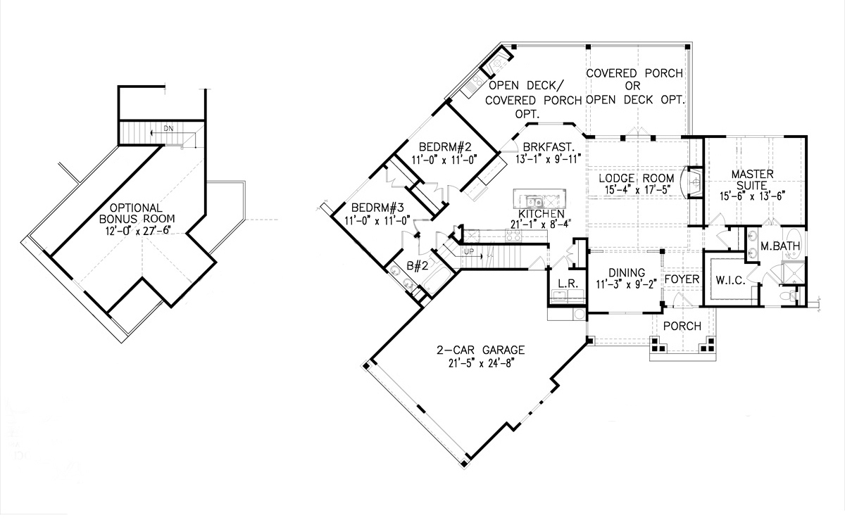 Floor Plan First Story of Cottage Plan #198-1008