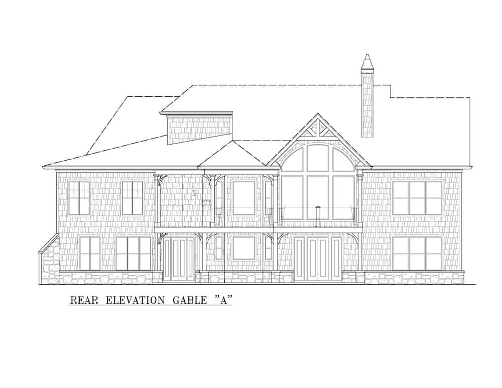 Home Plan Rear Elevation of this 3-Bedroom,1729 Sq Ft Plan -198-1008