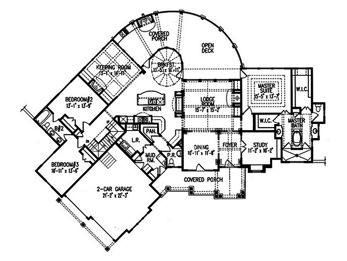 Floor Plan First Story of Arts and Crafts Plan #198-1009