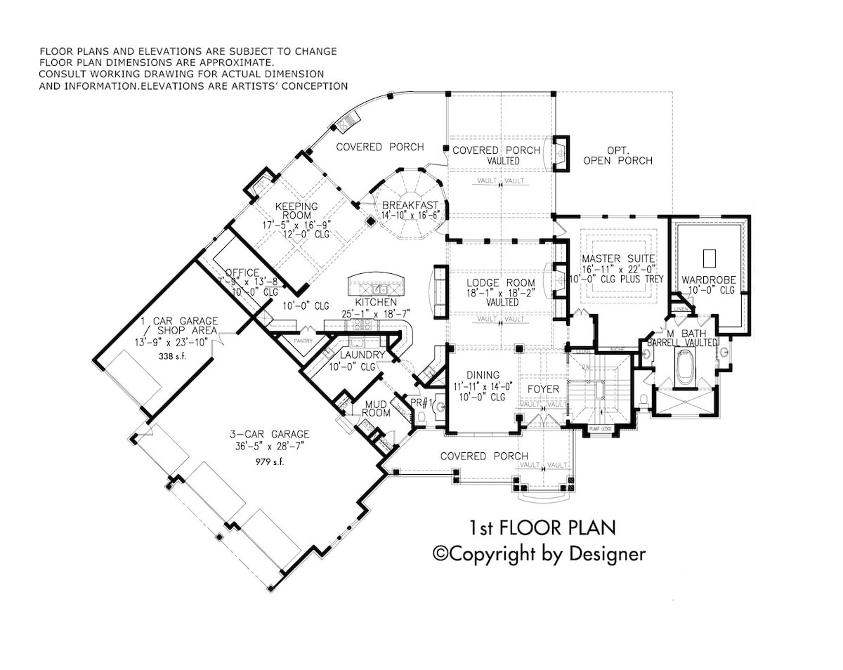 Floor Plan First Story of Craftsman Plan #198-1011