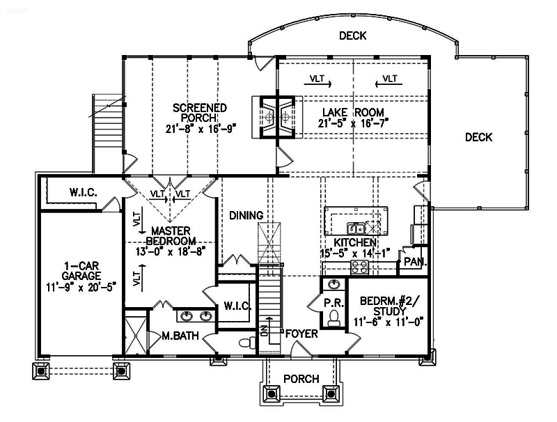 Floor Plan First Story of Cottage Plan #198-1014