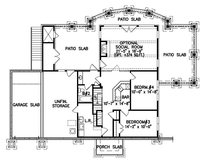 Floor Plan Basement of Cottage Plan #198-1014