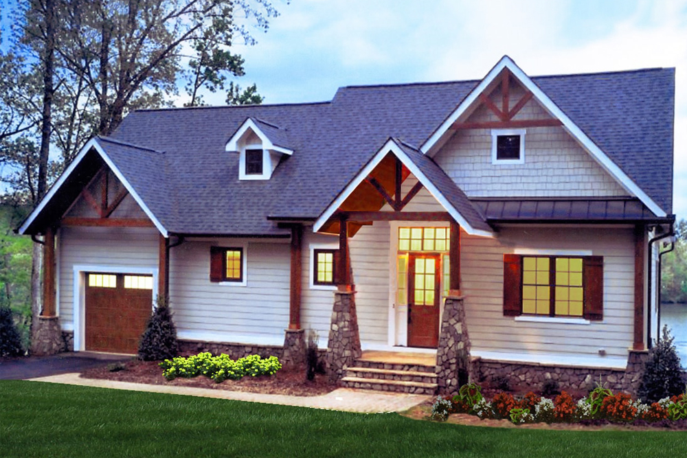 Front elevation of Cottage home (ThePlanCollection: House Plan #198-1014)