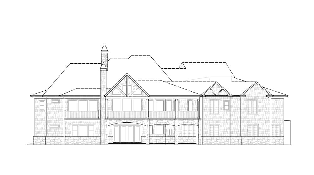 Home Plan Rear Elevation of this 4-Bedroom,3773 Sq Ft Plan -198-1015