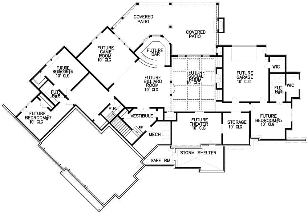 Floor Plan Basement of Cottage Plan #198-1015