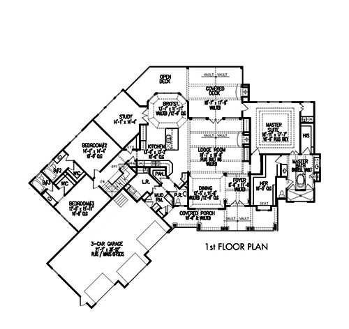 Floor Plan First Story of Cottage Plan #198-1016