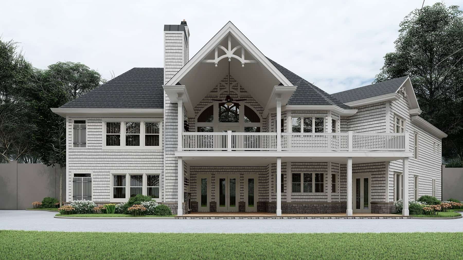 Rear View of this 3-Bedroom, 3128 Sq Ft Plan - 198-1016