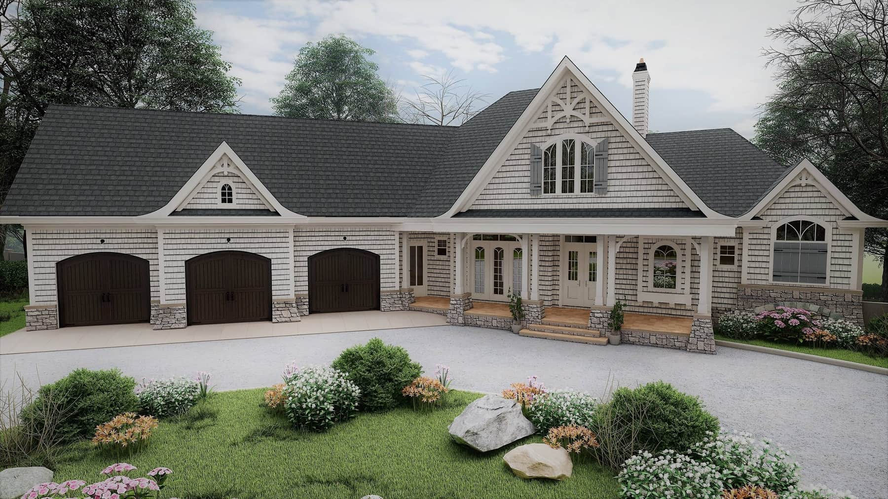 Front View of this 3-Bedroom, 3128 Sq Ft Plan - 198-1016