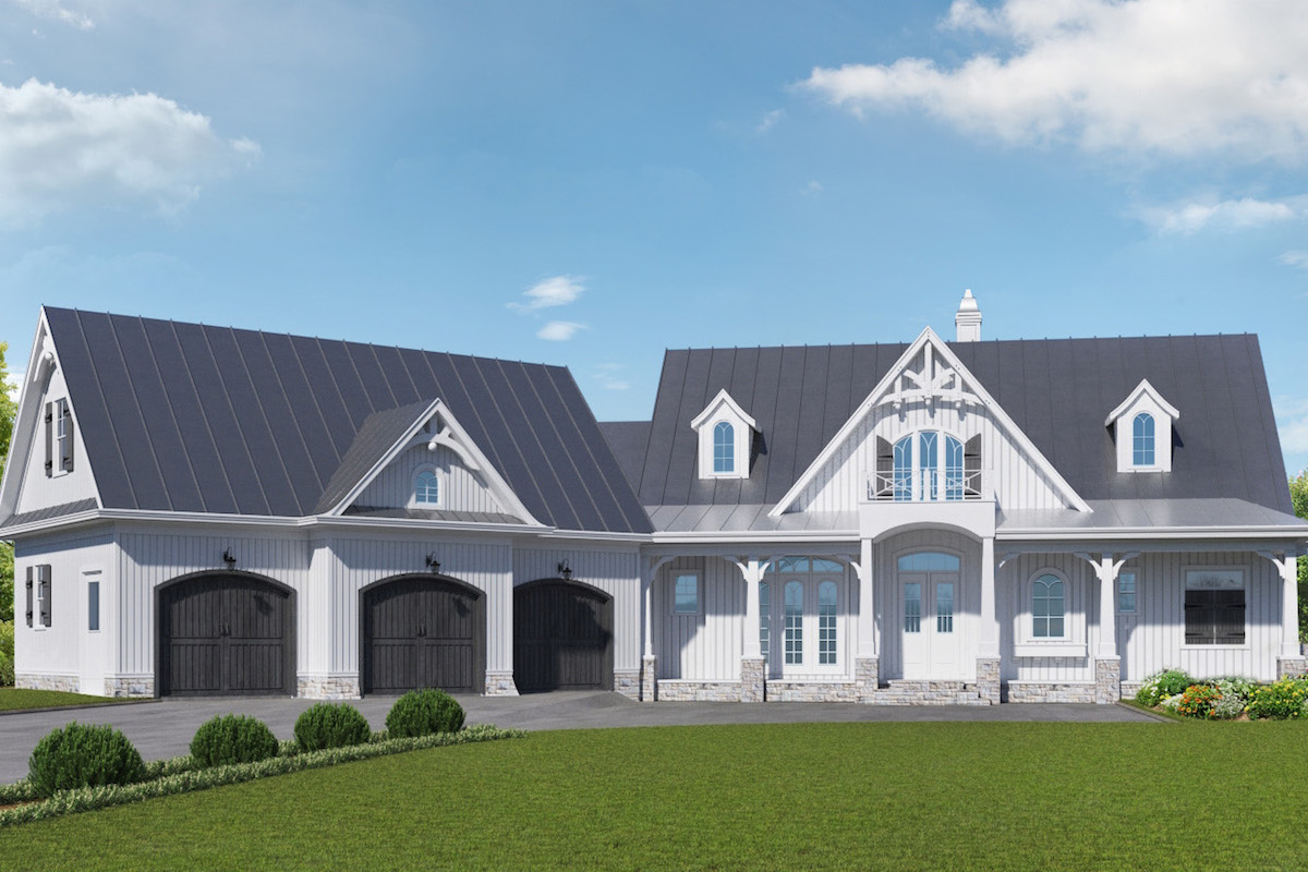 Front elevation of Cottage home (ThePlanCollection: House Plan #198-1017)