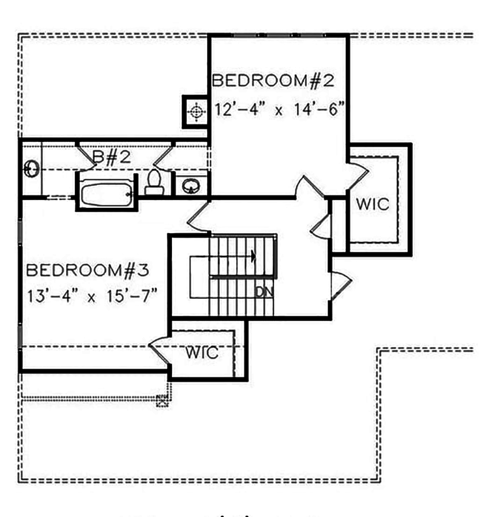 Floor Plan Second Story of Cottage Plan #198-1019