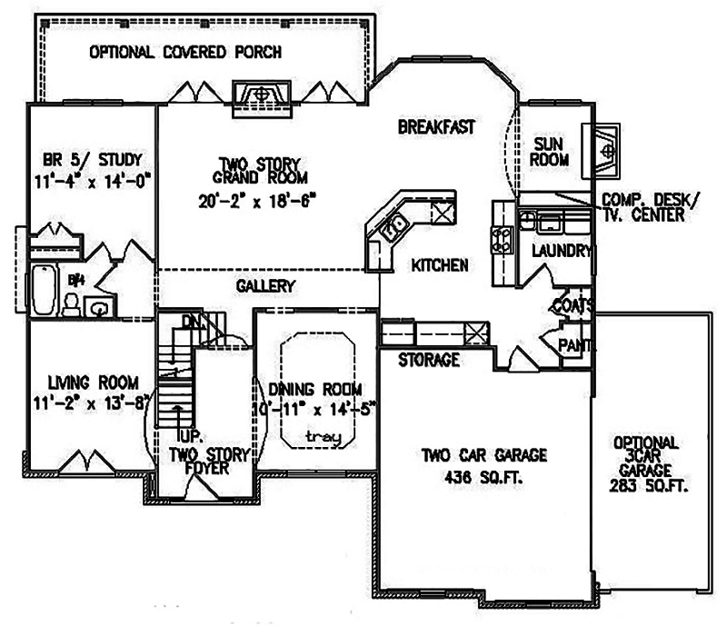 Floor Plan First Story of Traditional Plan #198-1020