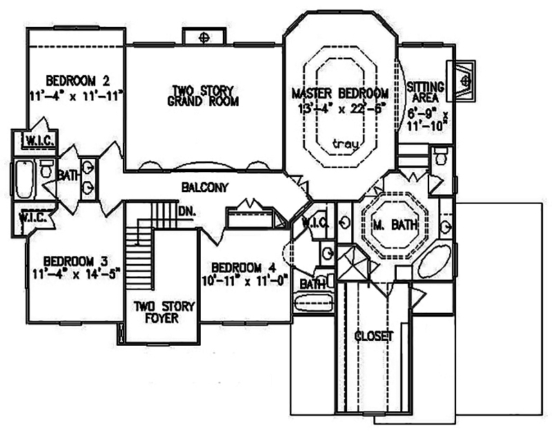 Floor Plan Second Story of Traditional Plan #198-1020