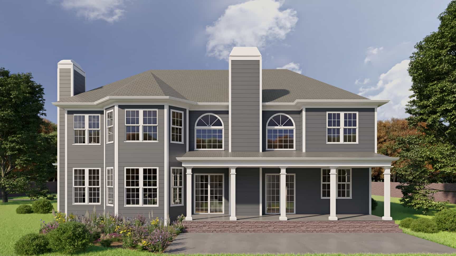Rear View of this 5-Bedroom, 3054 Sq Ft Plan - 198-1020