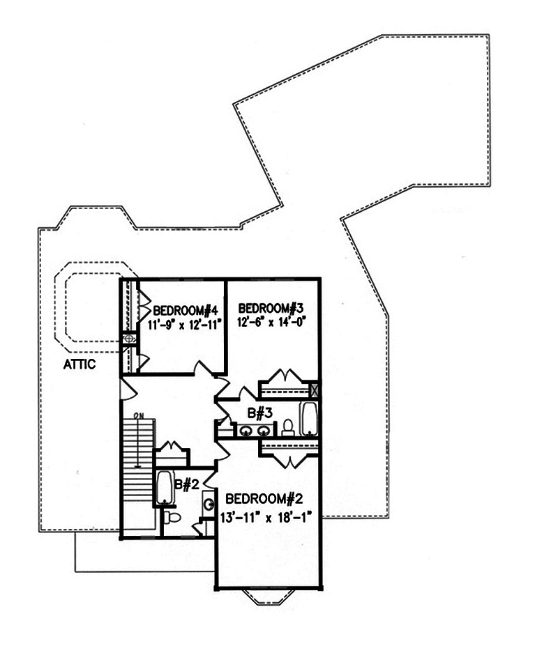 Floor Plan Second Story of Victorian Plan #198-1021