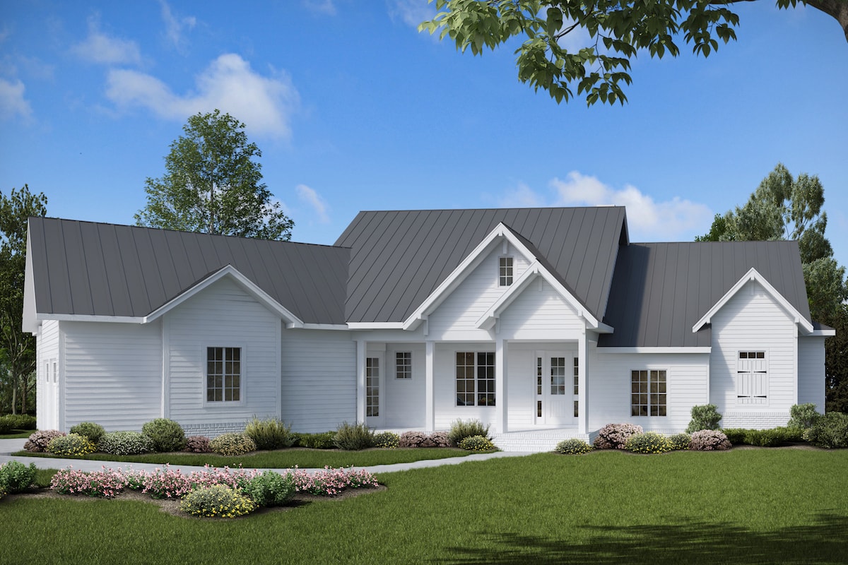 Front elevation of Ranch home (ThePlanCollection: House Plan #198-1025)