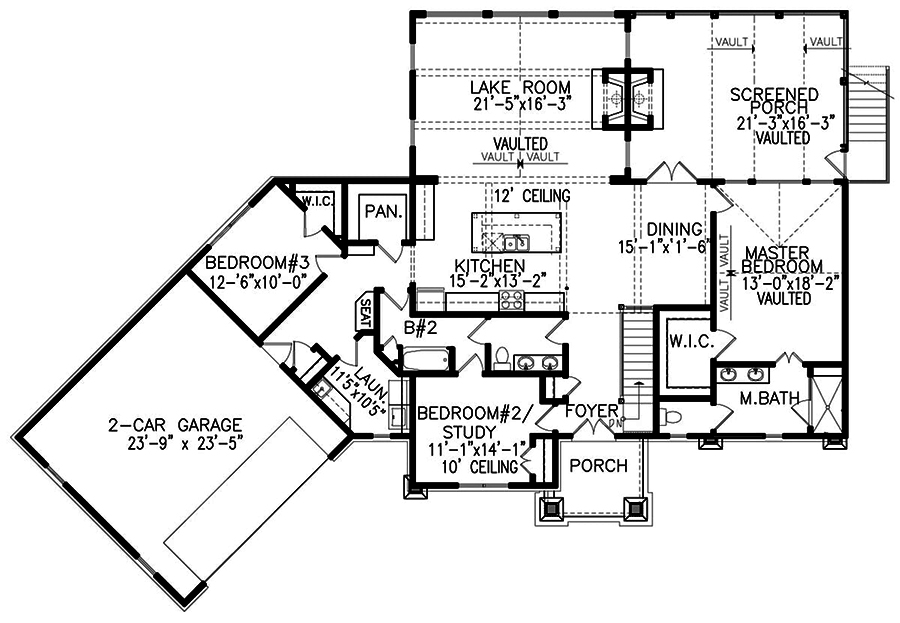Floor Plan First Story of Craftsman Plan #198-1028