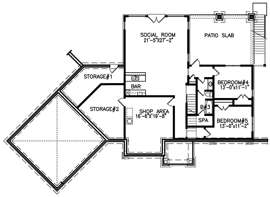 Floor Plan Basement of Craftsman Plan #198-1028