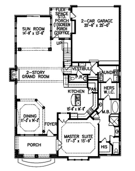 Floor Plan First Story of Cottage Plan #198-1029