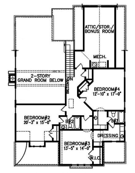 Floor Plan Second Story of Cottage Plan #198-1029