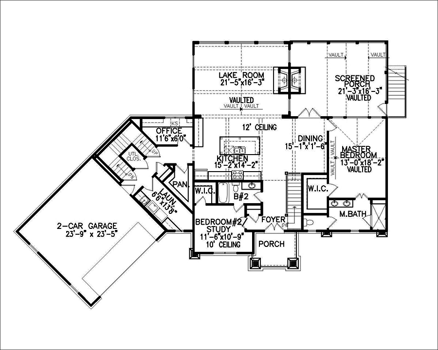 Floor Plan First Story of Craftsman Plan #198-1030